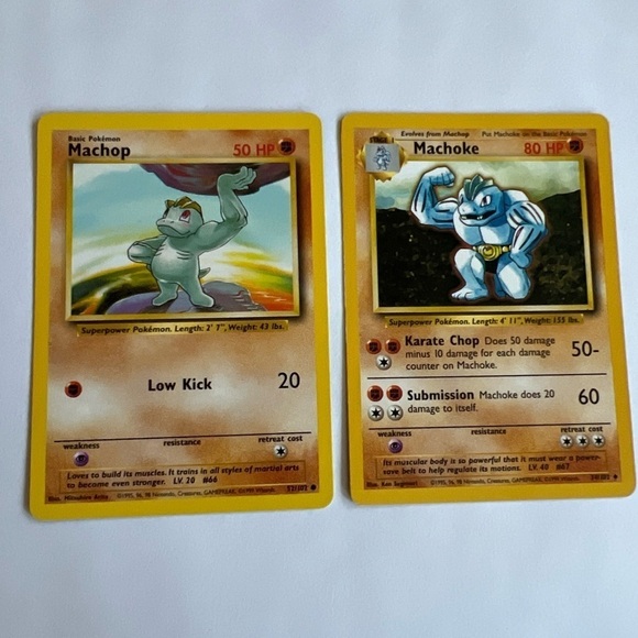 Pokemon Other - Pokemon 1995 Machop Machoke Two Set Of cards Collectors Game Vintage